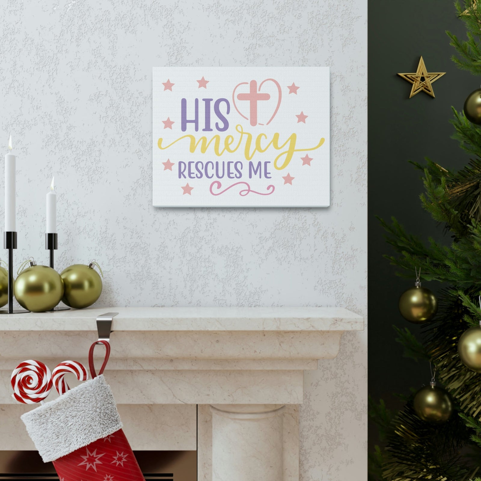 Scripture Walls His Mercy Rescues Deuteronomy 32:36 Christian Wall Art Print Ready to Hang Unframed-Express Your Love Gifts