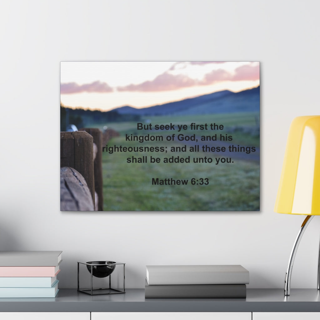 Scripture Walls His Righteousness Matthew 6:33 Bible Verse Canvas Christian Wall Art Ready to Hang Unframed-Express Your Love Gifts