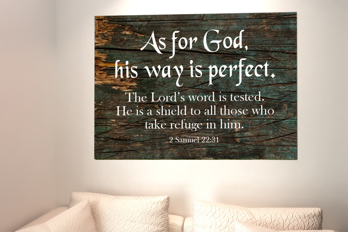 Scripture Walls His Way is Perfect 2 Samuel 22:31 Scripture Bible Verse Canvas Christian Wall Art Ready to Hang Unframed-Express Your Love Gifts