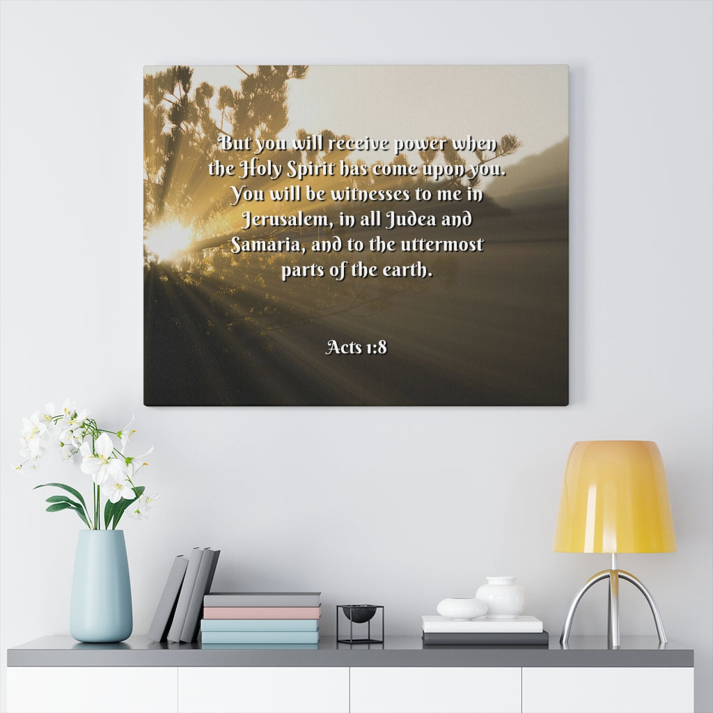 Scripture Walls Holy Ghost Acts 1:8 Bible Verse Canvas Christian Wall Art Ready to Hang Unframed-Express Your Love Gifts