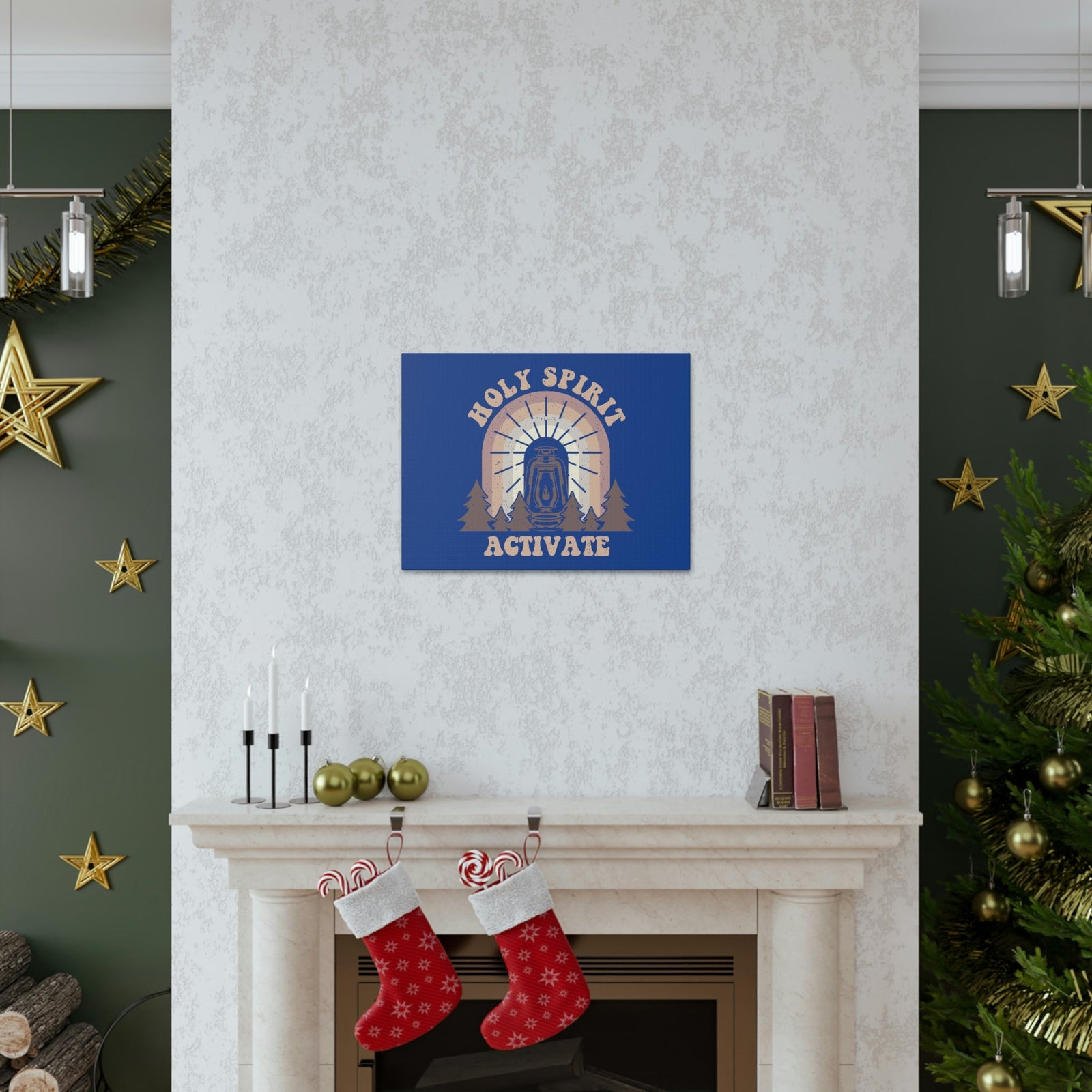 Scripture Walls Holy Spirit Activate Acts 2:38 Blue Christian Wall Art Bible Verse Print Ready to Hang Unframed-Express Your Love Gifts