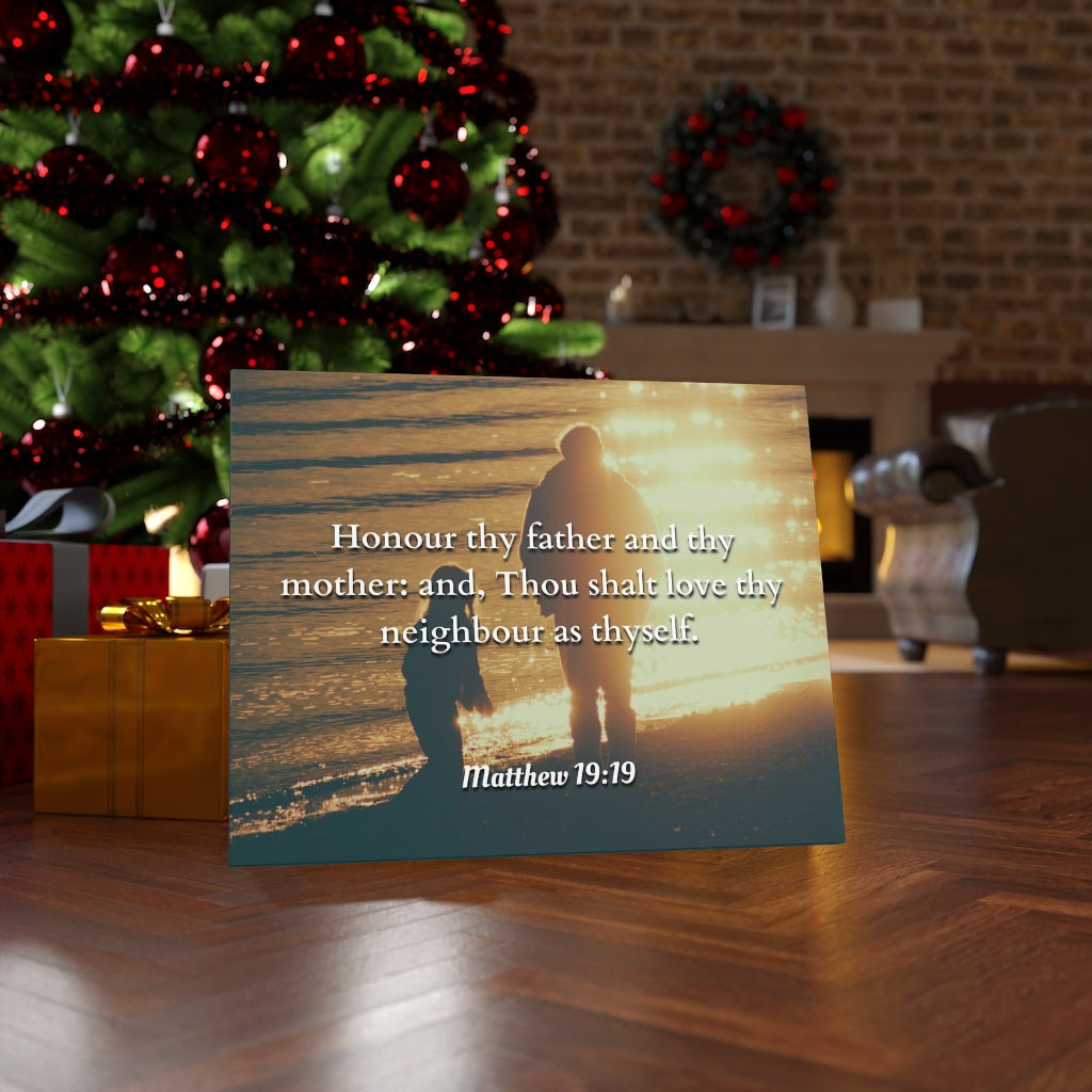Scripture Walls Honour Matthew 19:19 Bible Verse Canvas Christian Wall Art Ready to Hang Unframed-Express Your Love Gifts