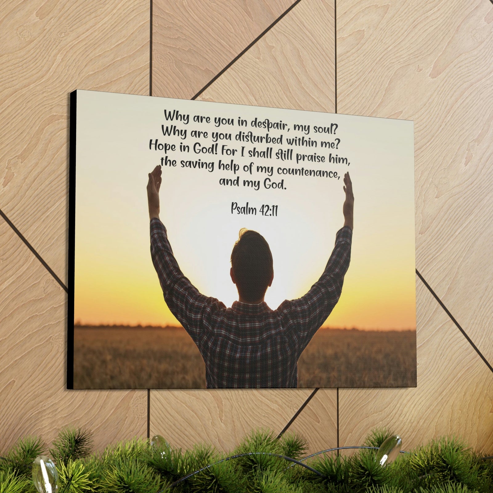 Scripture Walls Hope in God Psalm 42:11 Bible Verse Canvas Christian Wall Art Ready to Hang Unframed-Express Your Love Gifts