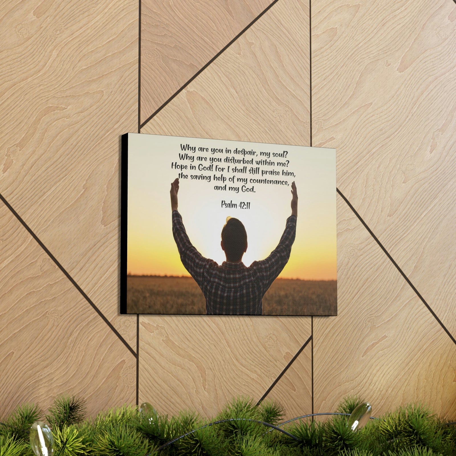 Scripture Walls Hope in God Psalm 42:11 Bible Verse Canvas Christian Wall Art Ready to Hang Unframed-Express Your Love Gifts