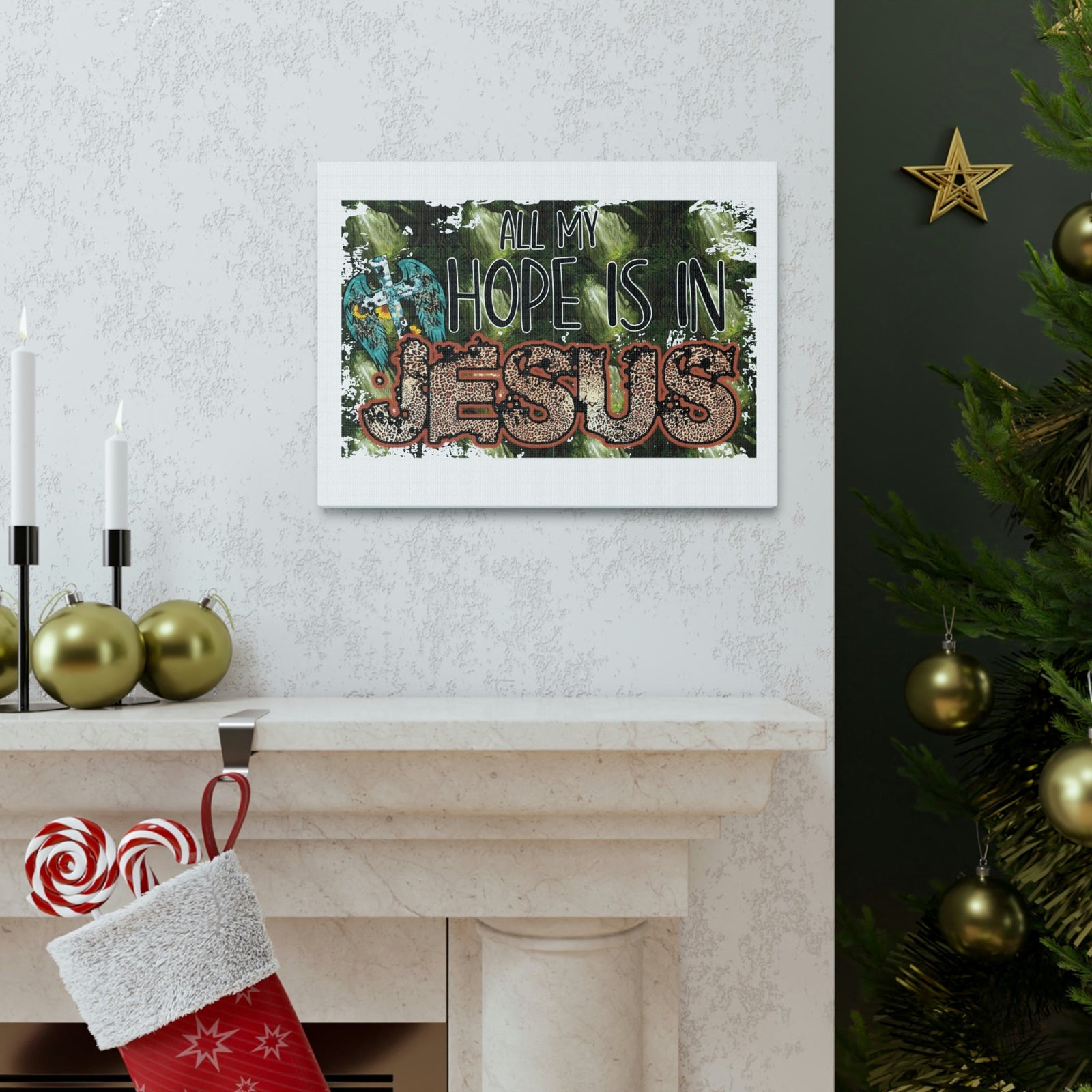 Scripture Walls Hope Is In Jesus Colossians 1:27 Green Christian Wall Art Bible Verse Print Ready to Hang Unframed-Express Your Love Gifts