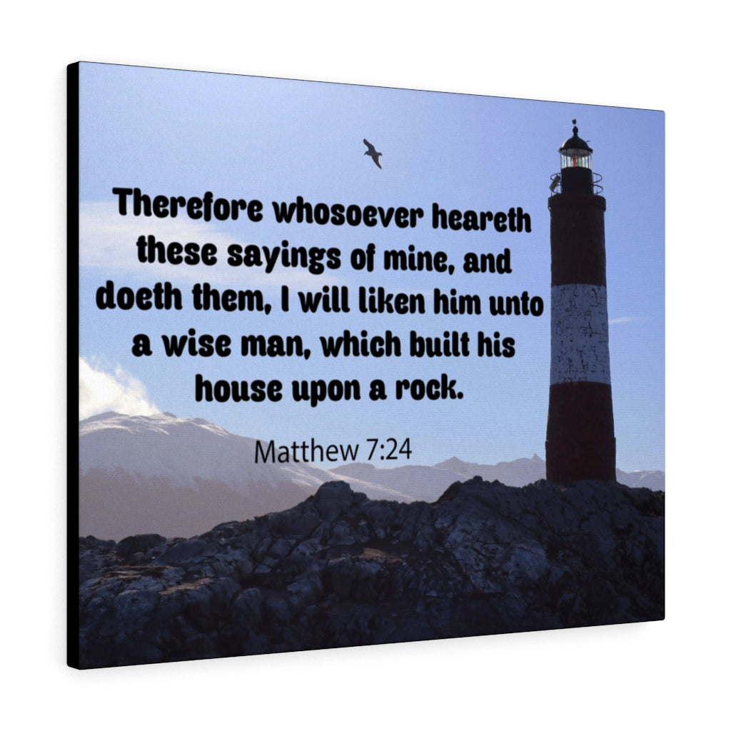 Scripture Walls House Upon a Rock Matthew 7:24 Bible Verse Canvas Christian Wall Art Ready to Hang Unframed-Express Your Love Gifts