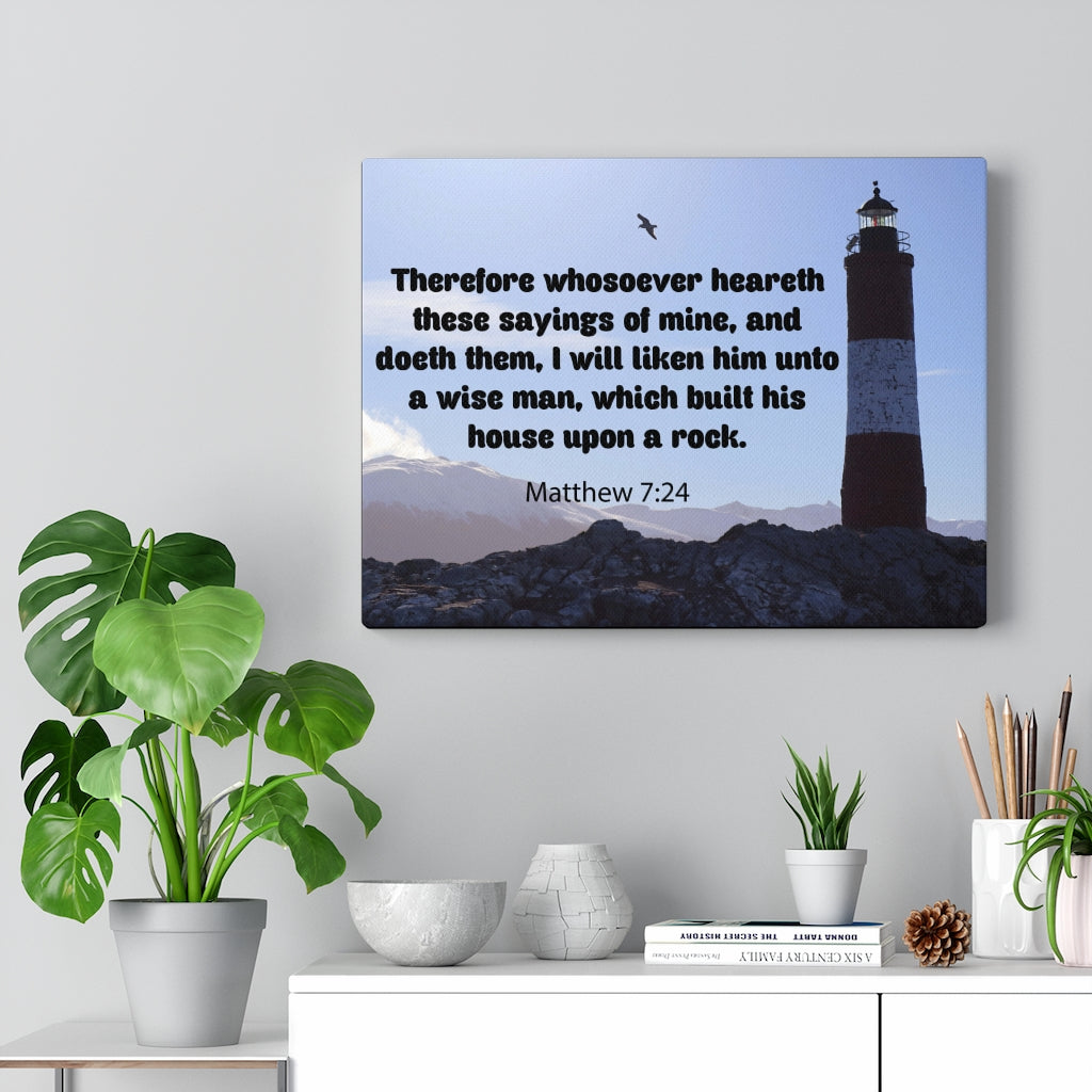 Scripture Walls House Upon a Rock Matthew 7:24 Bible Verse Canvas Christian Wall Art Ready to Hang Unframed-Express Your Love Gifts
