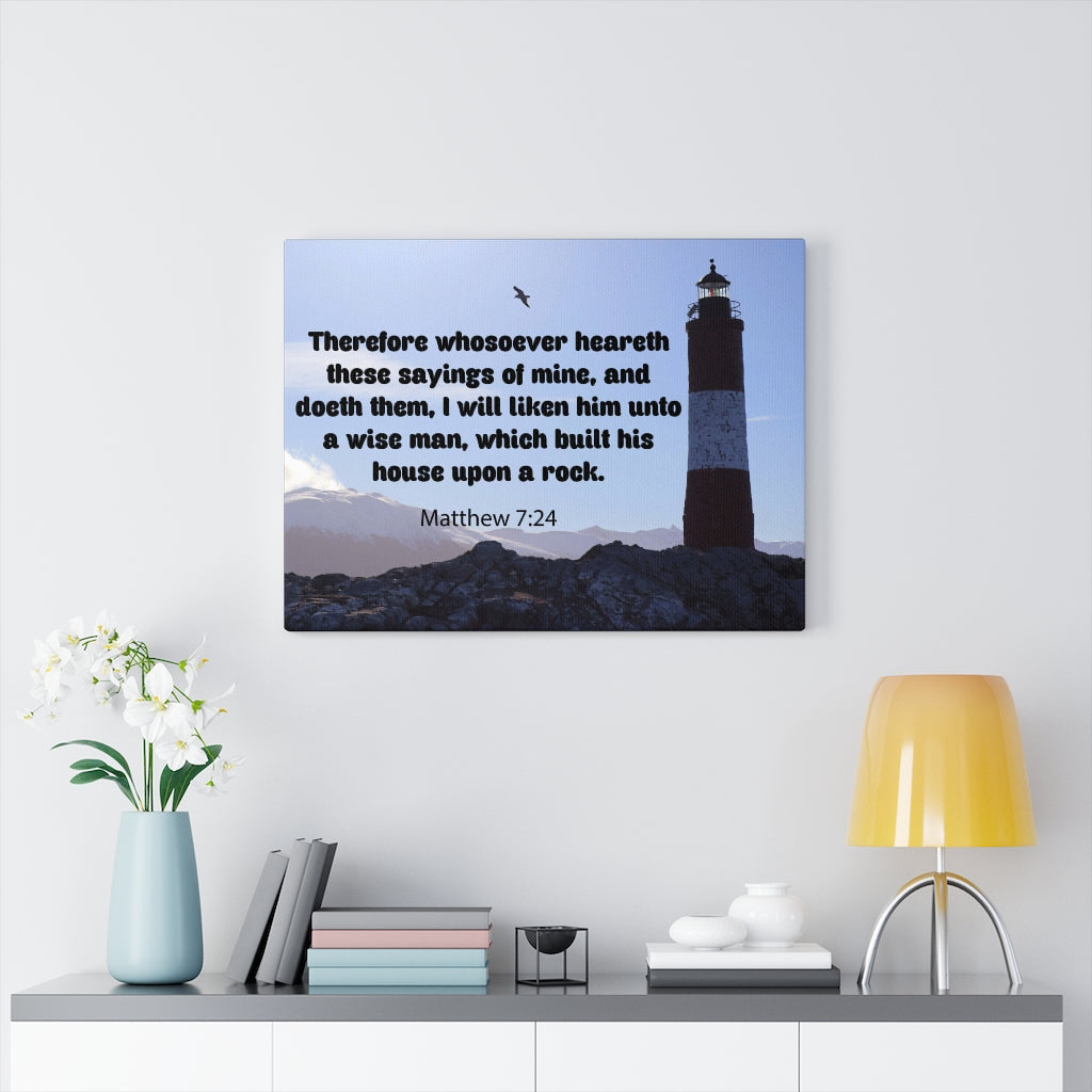 Scripture Walls House Upon a Rock Matthew 7:24 Bible Verse Canvas Christian Wall Art Ready to Hang Unframed-Express Your Love Gifts