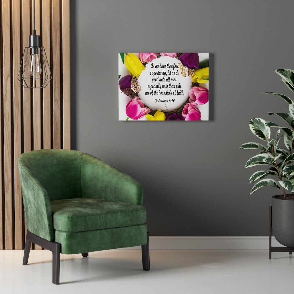 Scripture Walls Household of Faith Galatians 6:10 Bible Verse Canvas Christian Wall Art Ready to Hang Unframed-Express Your Love Gifts