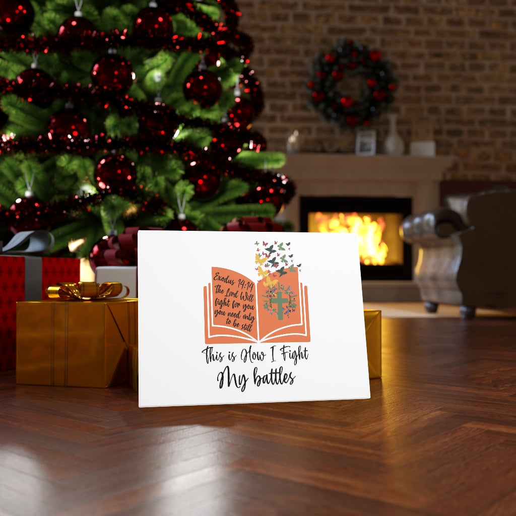 Scripture Walls How I Fight My Battles Exodus 14:14 Bible Verse Canvas Christian Wall Art Ready to Hang Unframed-Express Your Love Gifts