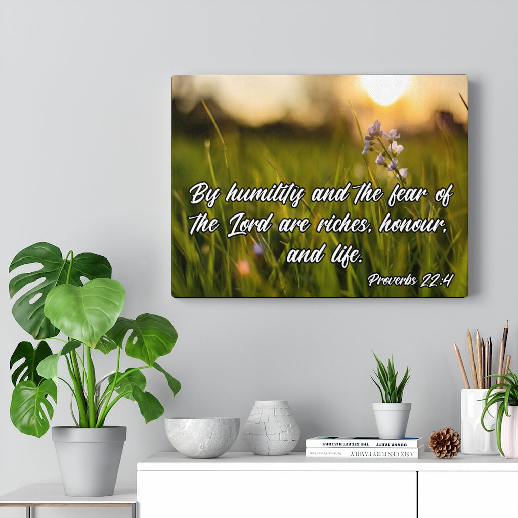 Scripture Walls Humility and Fear Proverbs 22:4 Bible Verse Canvas Christian Wall Art Ready to Hang Unframed-Express Your Love Gifts