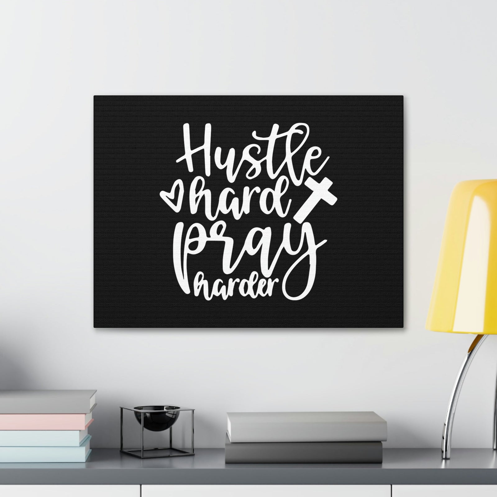 Scripture Walls Hustle Hard Pray Harder James 4:3 Black Christian Wall Art Bible Verse Print Ready to Hang Unframed-Express Your Love Gifts