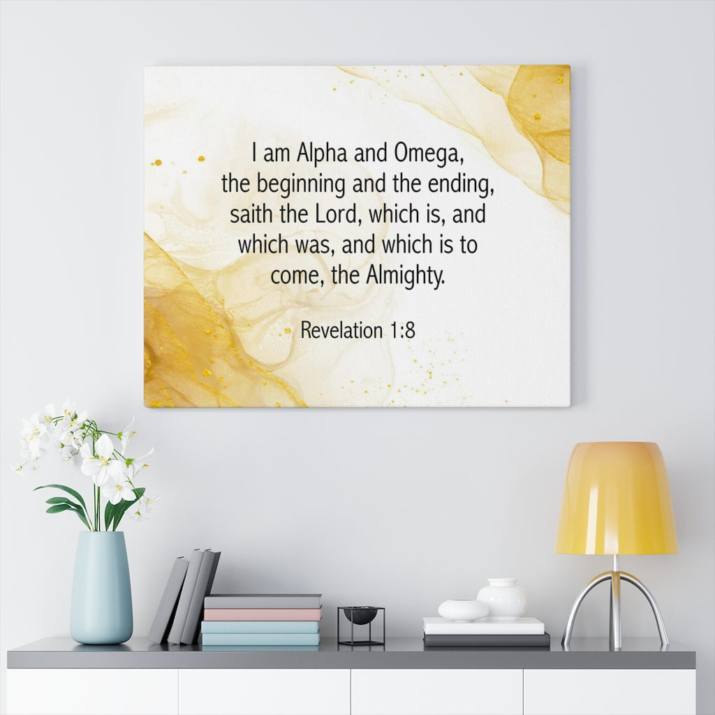 Scripture Walls I Am Alpha and Omega Revelation 1:8 Bible Verse Canvas Christian Wall Art Ready to Hang Unframed-Express Your Love Gifts