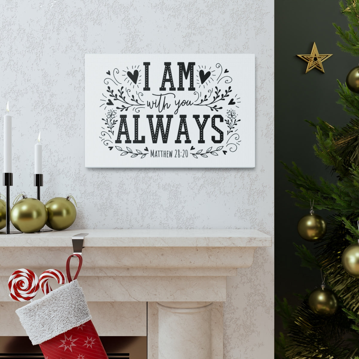 Scripture Walls I Am Always With You Matthew 28:20 Bible Verse Canvas Christian Wall Art Ready to Hang Unframed-Express Your Love Gifts