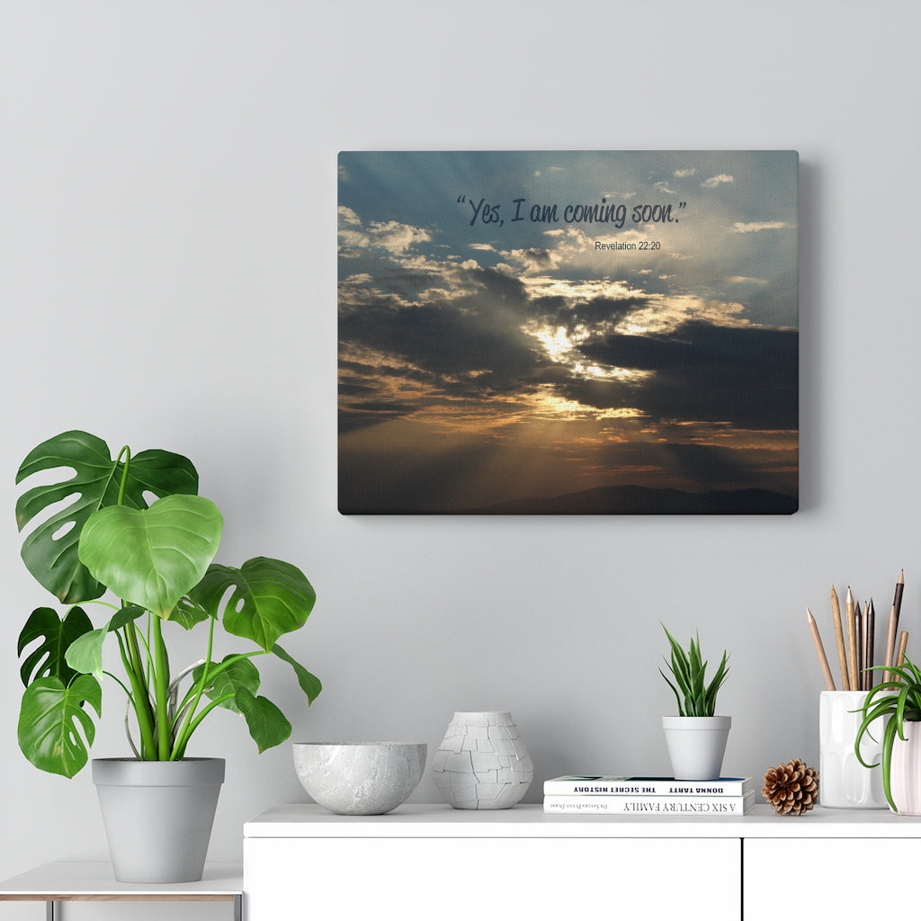 Scripture Walls I Am Coming Soon Revelation 22:20 Bible Verse Canvas Christian Wall Art Ready to Hang Unframed-Express Your Love Gifts