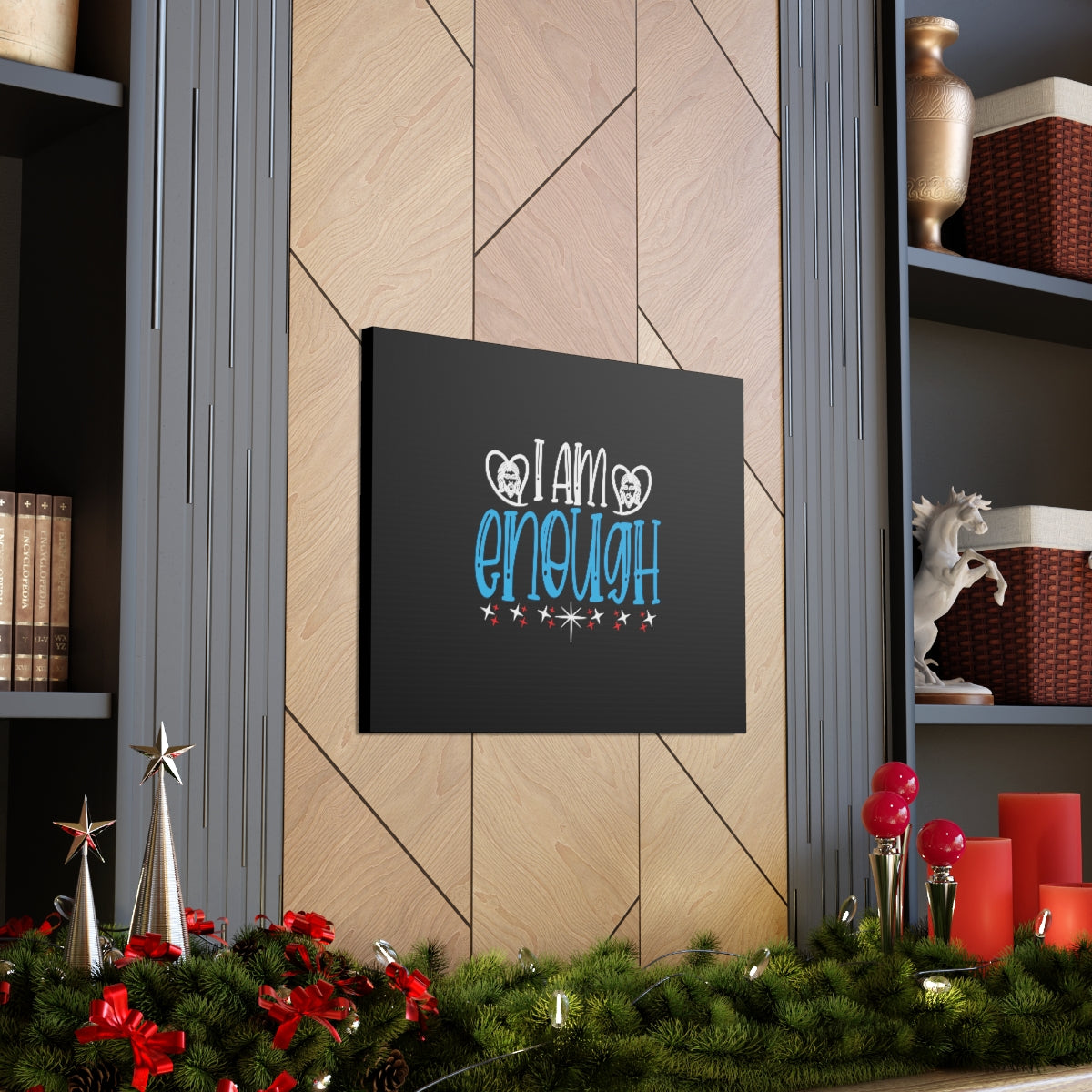 Scripture Walls I Am Enough Blue 2 Corinthians 12:9 Christian Wall Art Bible Verse Print Ready to Hang Unframed-Express Your Love Gifts
