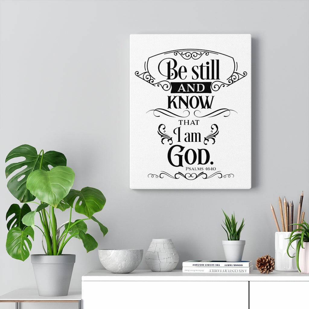 Scripture Walls I Am God Psalm 46:10 Bible Verse Canvas Christian Wall Art Ready to Hang Unframed-Express Your Love Gifts