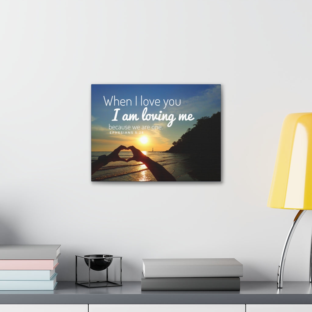 Scripture Walls I Am Loving Me Ephesians 5:28 Bible Verse Canvas Christian Wall Art Ready to Hang Unframed-Express Your Love Gifts