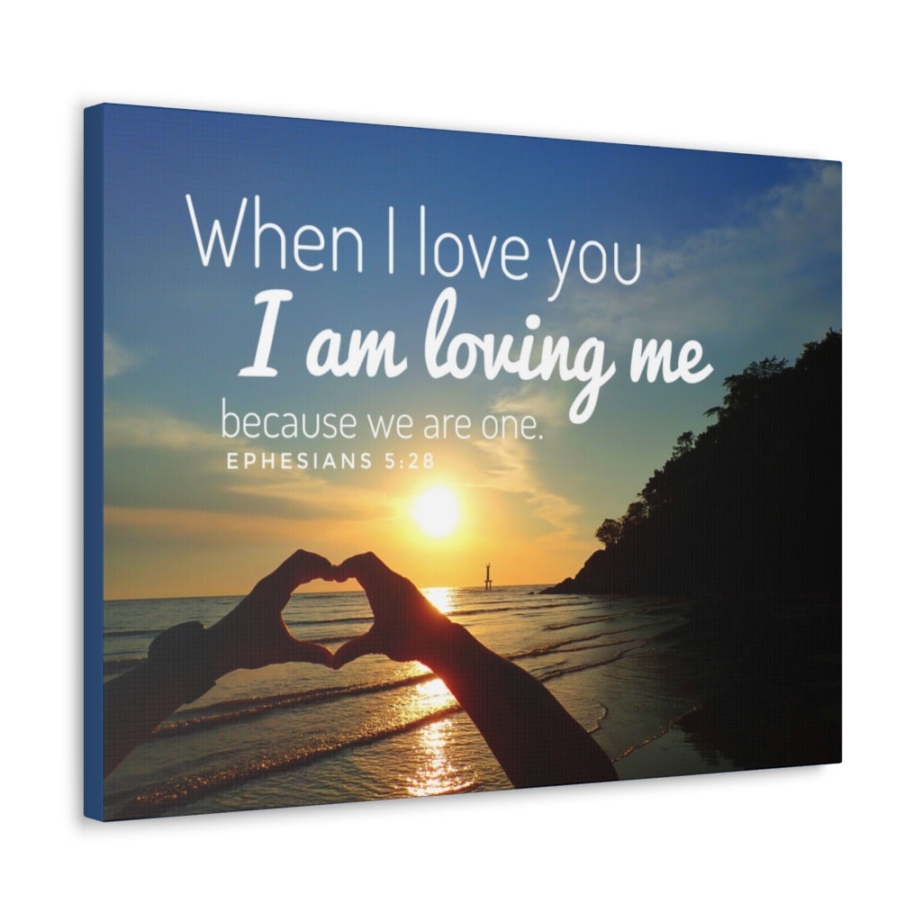 Scripture Walls I Am Loving Me Ephesians 5:28 Bible Verse Canvas Christian Wall Art Ready to Hang Unframed-Express Your Love Gifts