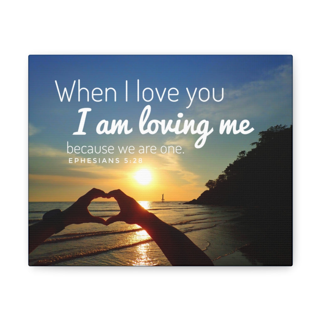 Scripture Walls I Am Loving Me Ephesians 5:28 Bible Verse Canvas Christian Wall Art Ready to Hang Unframed-Express Your Love Gifts