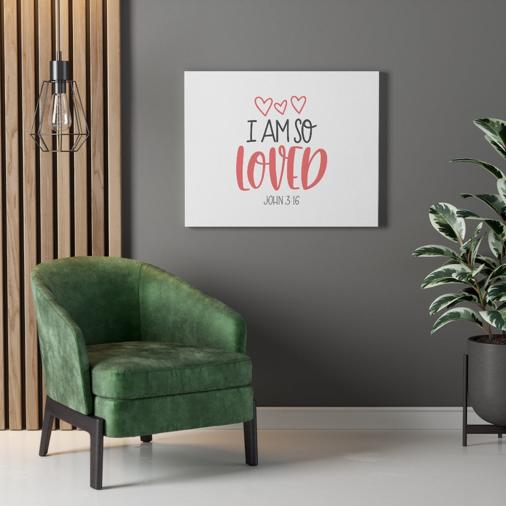 Scripture Walls I Am So Loved Hearts John 3:16 Bible Verse Canvas Christian Wall Art Ready to Hang Unframed-Express Your Love Gifts