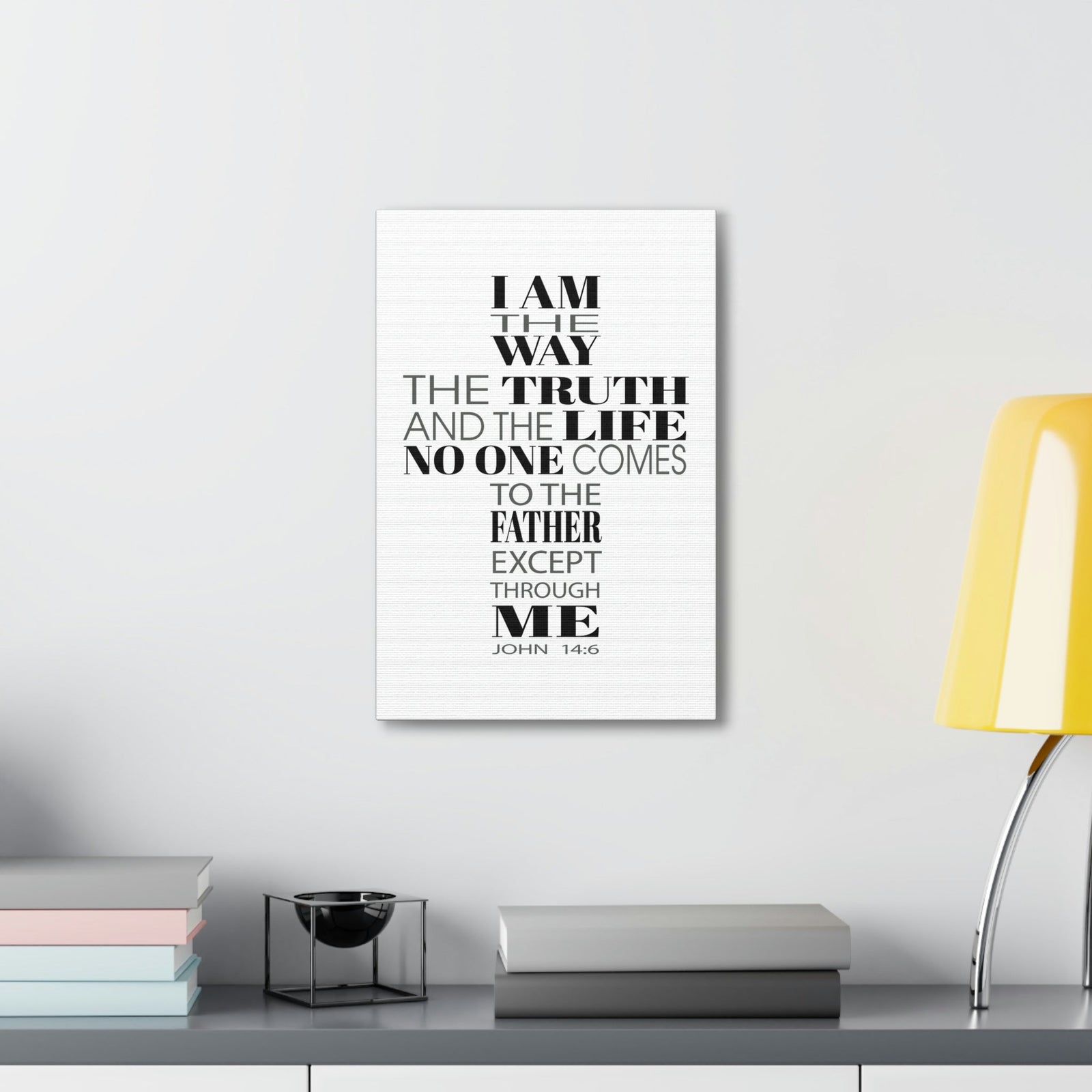 Scripture Walls I Am The Way The Truth And The Life John 14:6 Cross Words Bible Verse Canvas Christian Wall Art Ready To Hang Unframed-Express Your Love Gifts