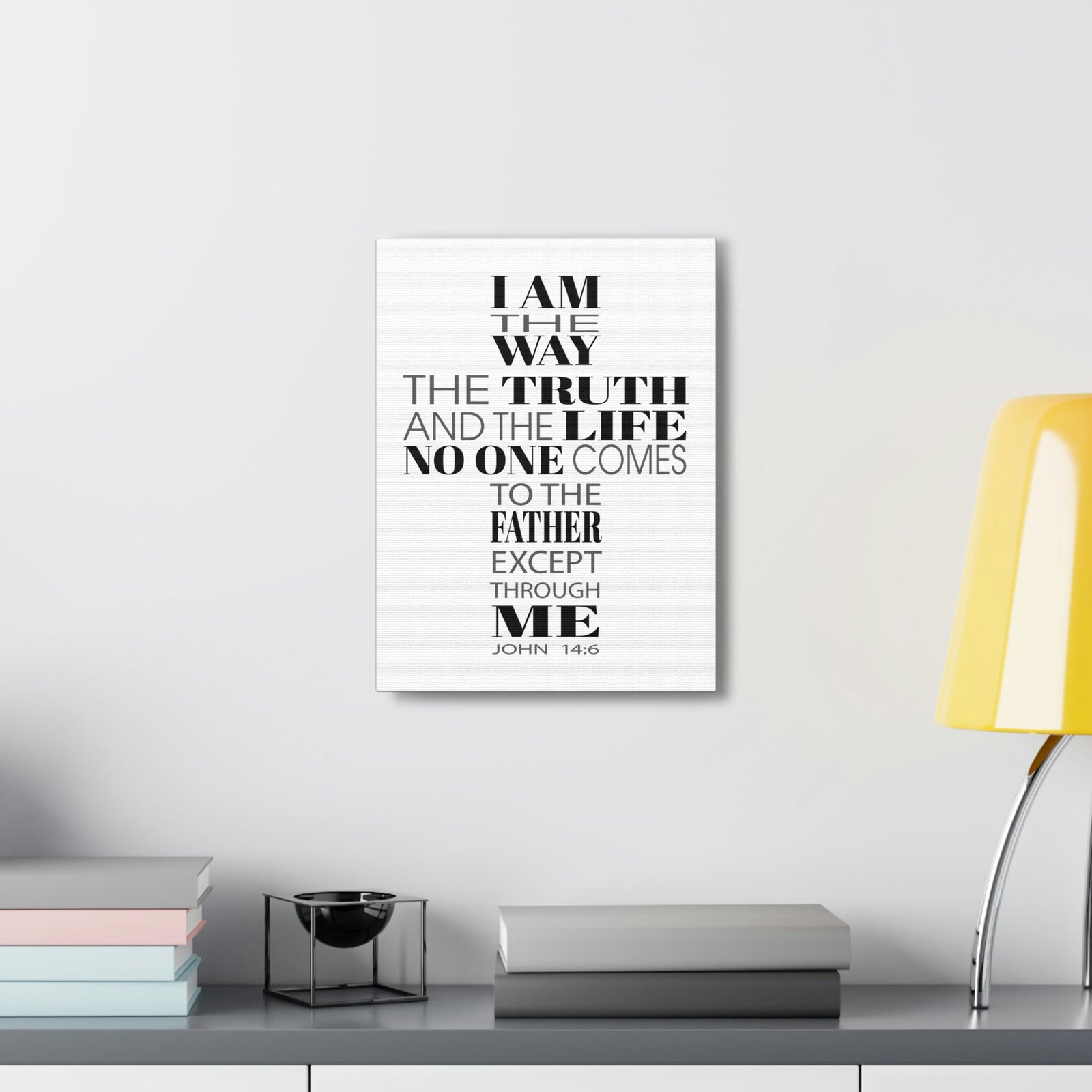 Scripture Walls I Am The Way The Truth And The Life John 14:6 Cross Words Bible Verse Canvas Christian Wall Art Ready To Hang Unframed-Express Your Love Gifts