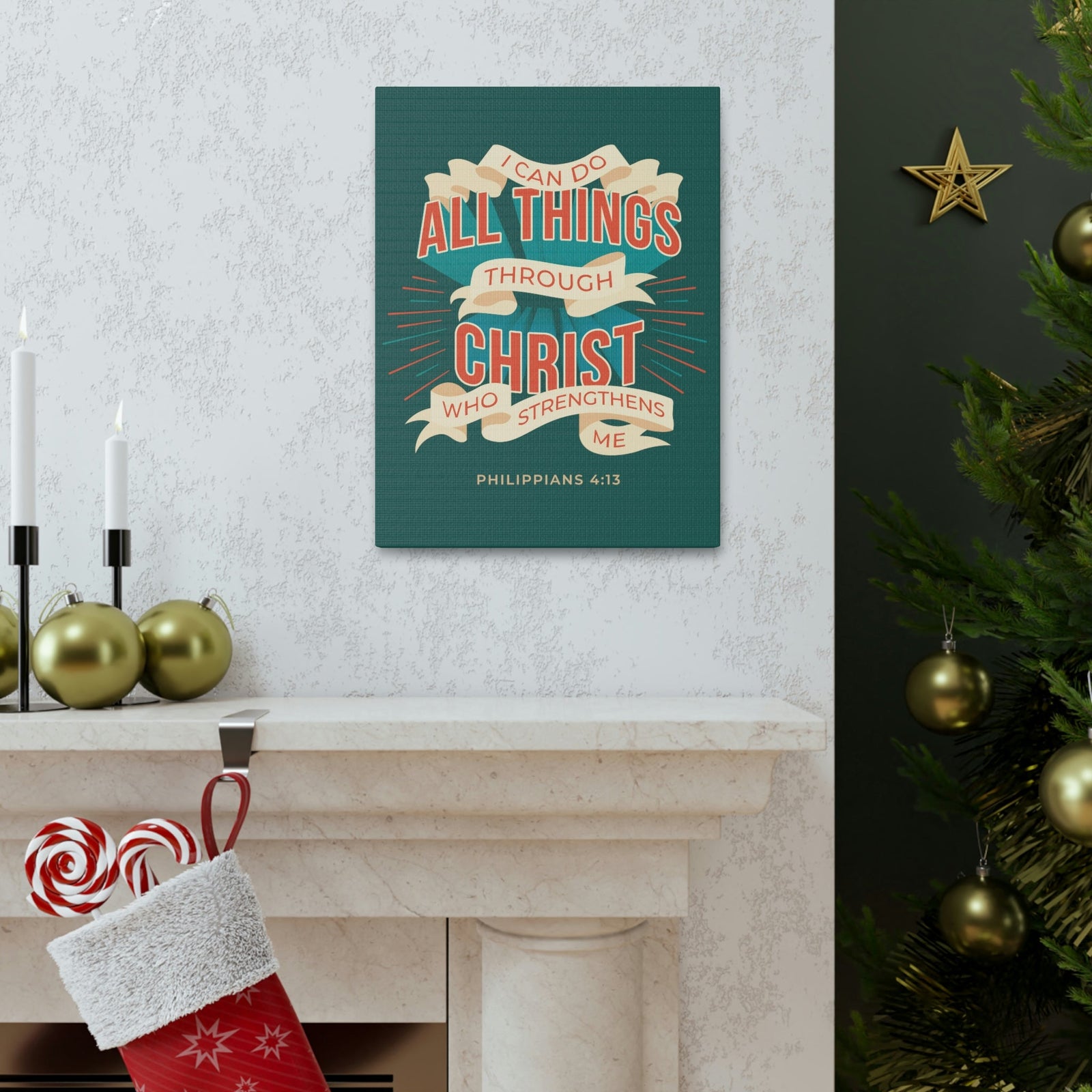 Scripture Walls I Can Do All Things Philippians 4:13 Banner Bible Verse Canvas Christian Wall Art Ready to Hang Unframed-Express Your Love Gifts