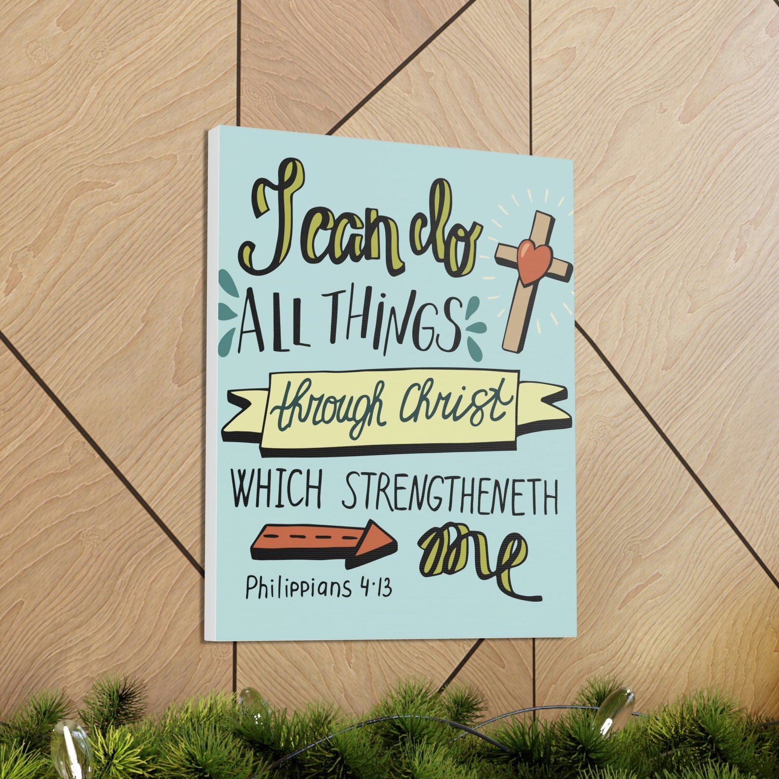 Scripture Walls I Can Do All Things Philippians 4:13 Colored Bible Verse Canvas Christian Wall Art Ready To Hang Unframed-Express Your Love Gifts