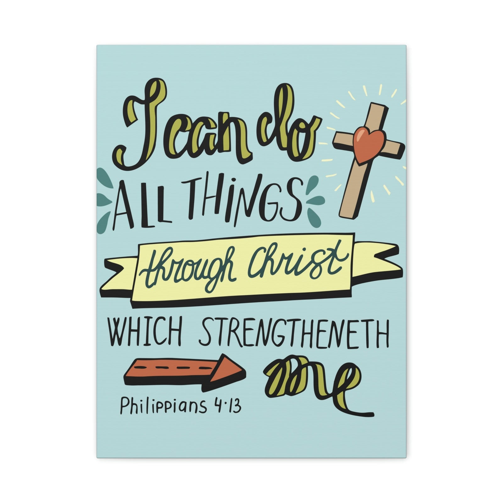 Scripture Walls I Can Do All Things Philippians 4:13 Colored Bible Verse Canvas Christian Wall Art Ready To Hang Unframed-Express Your Love Gifts