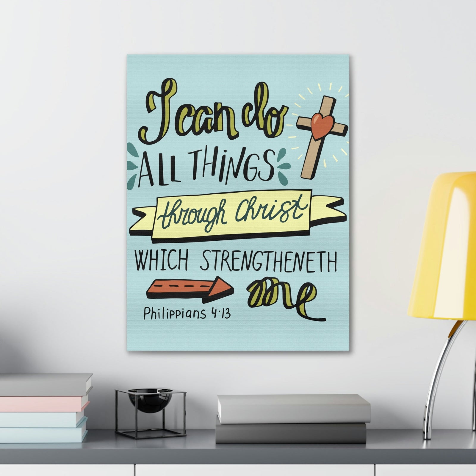 Scripture Walls I Can Do All Things Philippians 4:13 Colored Bible Verse Canvas Christian Wall Art Ready To Hang Unframed-Express Your Love Gifts