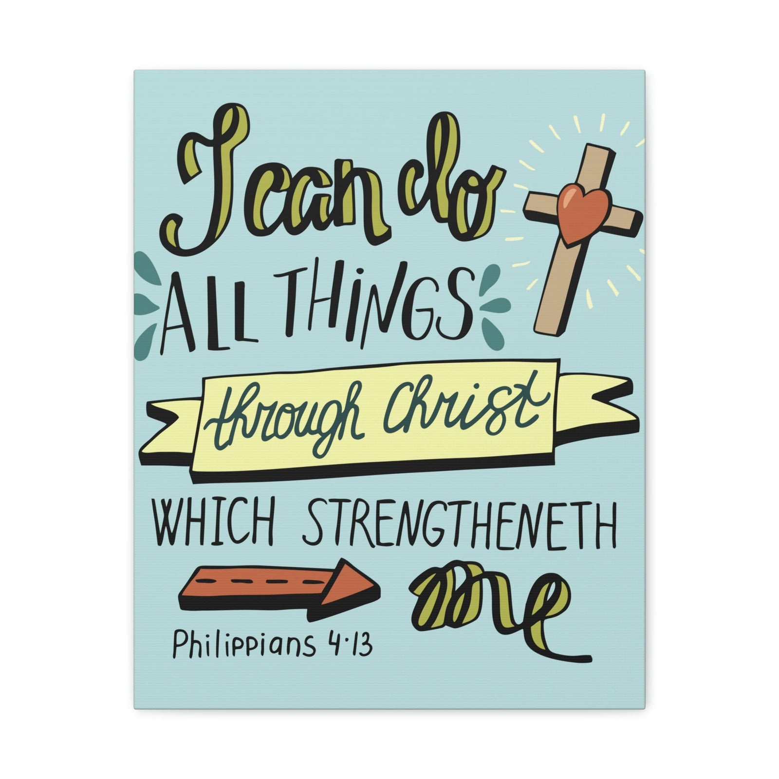 Scripture Walls I Can Do All Things Philippians 4:13 Colored Bible Verse Canvas Christian Wall Art Ready To Hang Unframed-Express Your Love Gifts