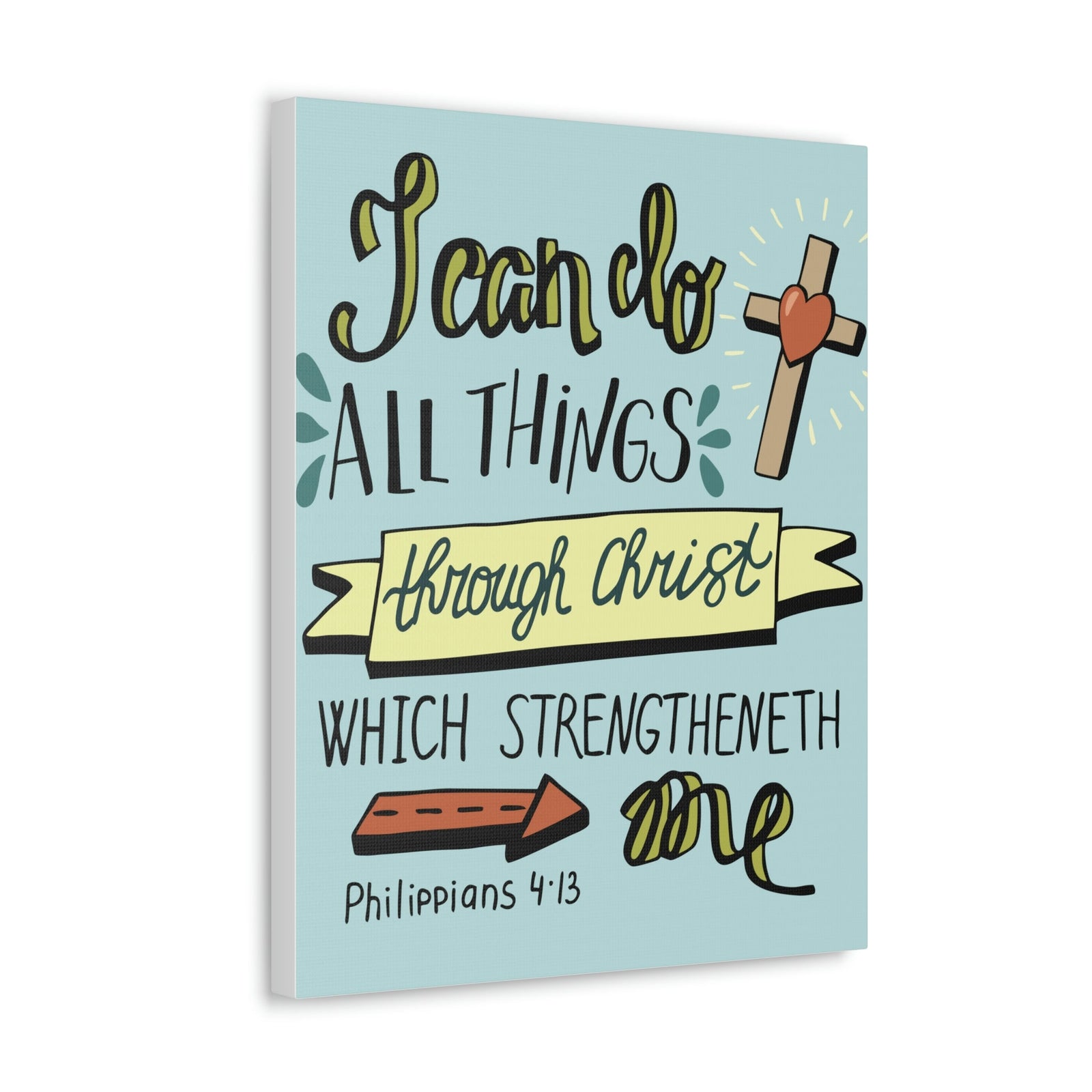 Scripture Walls I Can Do All Things Philippians 4:13 Colored Bible Verse Canvas Christian Wall Art Ready To Hang Unframed-Express Your Love Gifts