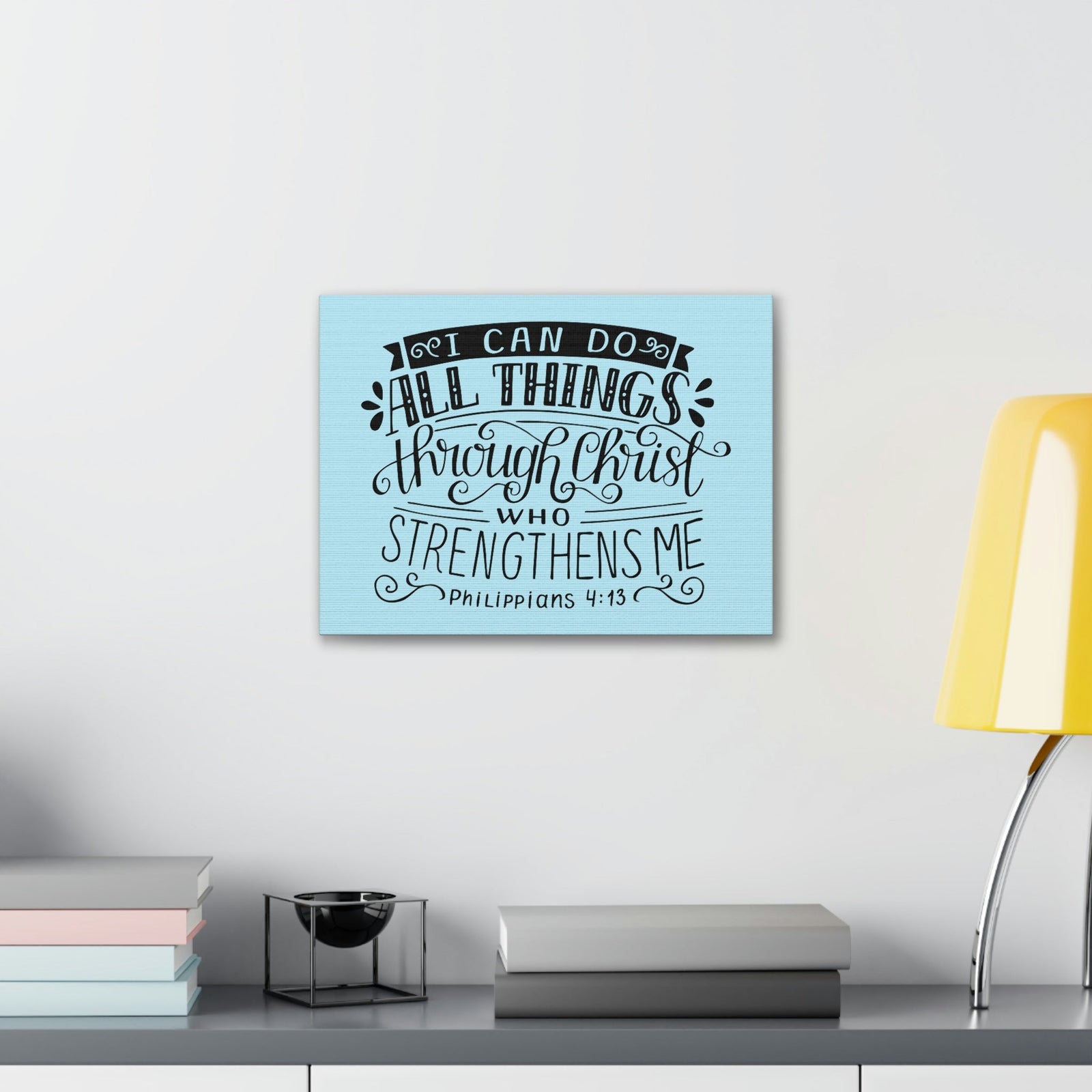 Scripture Walls I Can Do All Things Philippians 4:13 Sky Blue Christian Wall Art Bible Verse Print Ready To Hang Unframed-Express Your Love Gifts