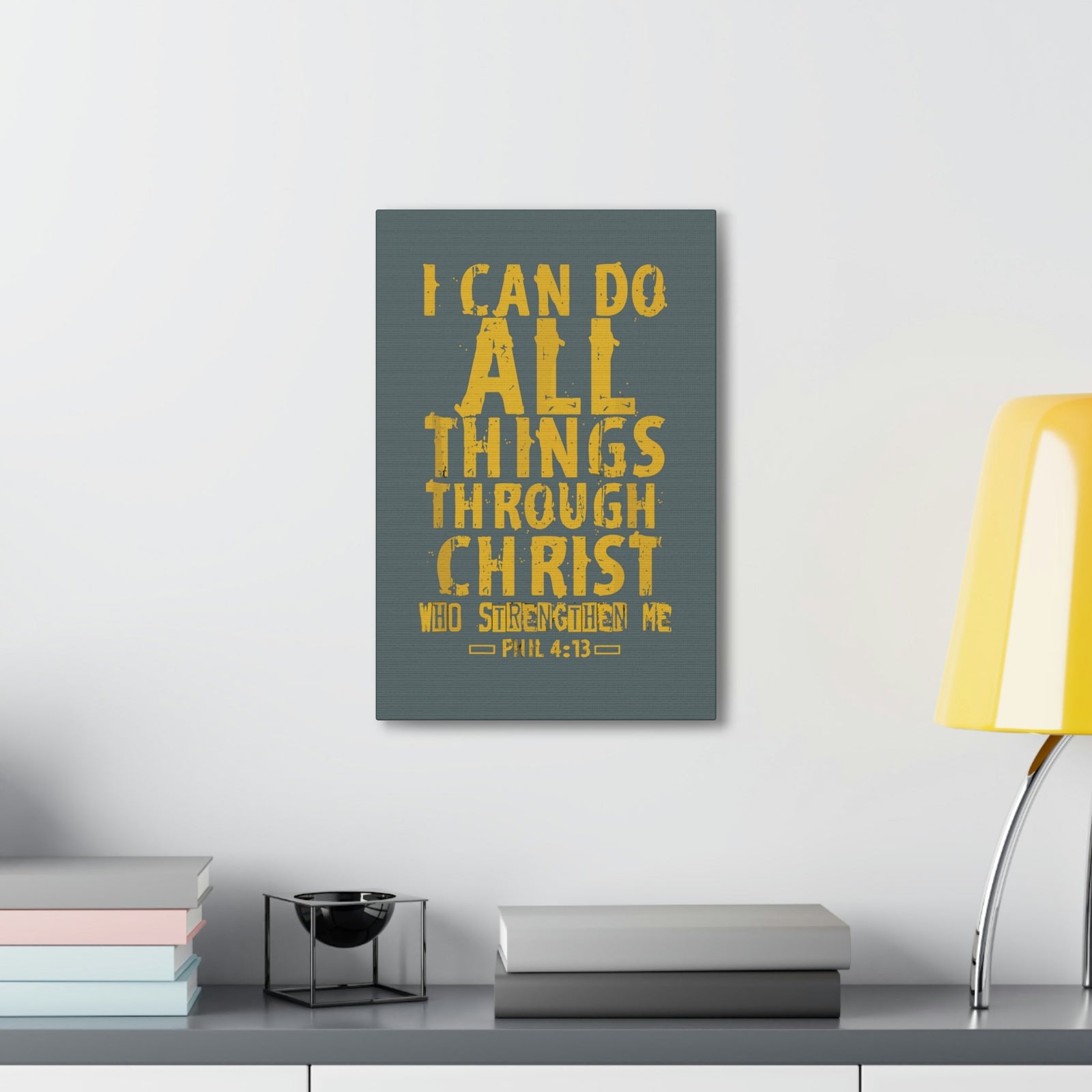 Scripture Walls I Can Do All Things Philippians 4:13 Yellow Bible Verse Canvas Christian Wall Art Ready To Hang Unframed-Express Your Love Gifts