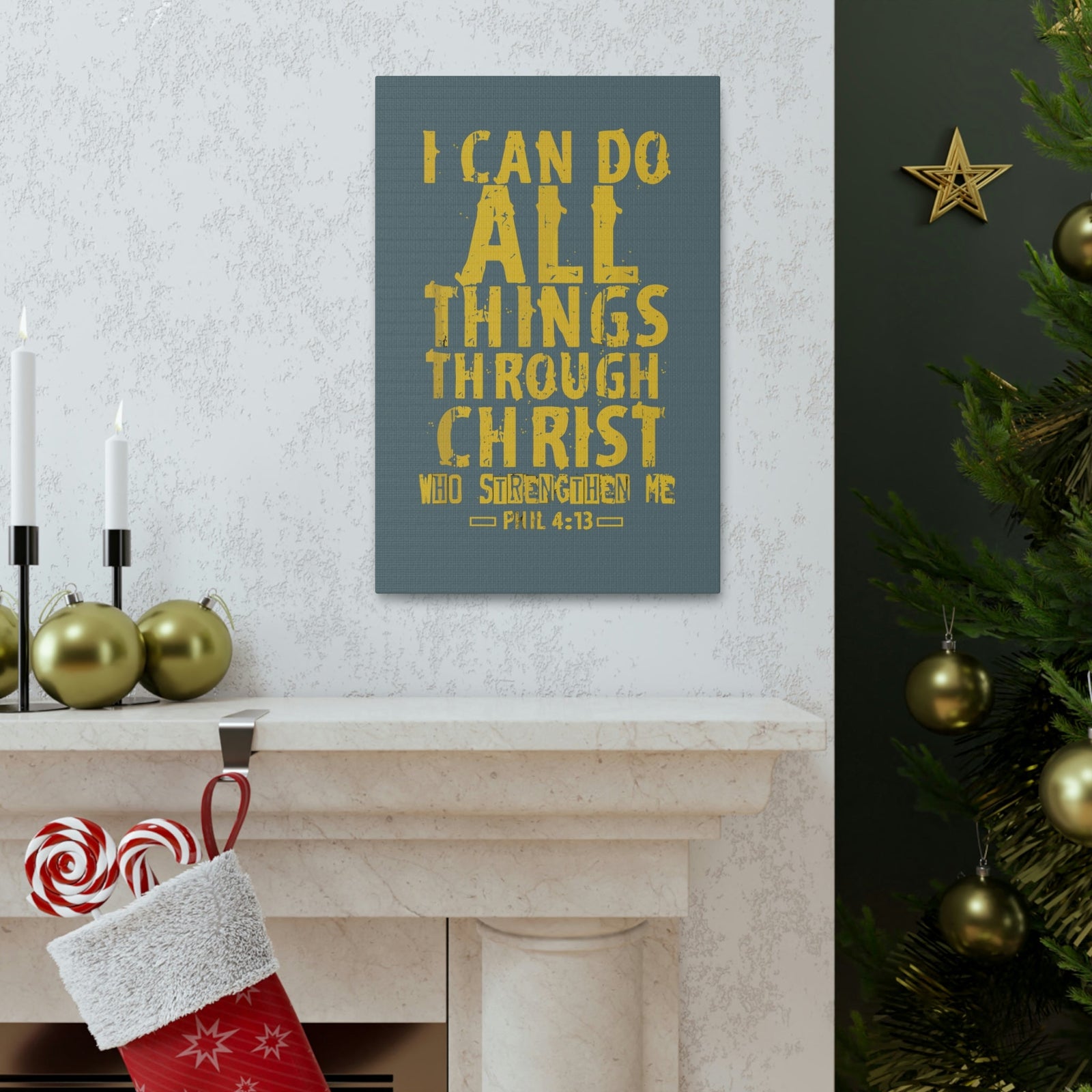 Scripture Walls I Can Do All Things Philippians 4:13 Yellow Bible Verse Canvas Christian Wall Art Ready To Hang Unframed-Express Your Love Gifts