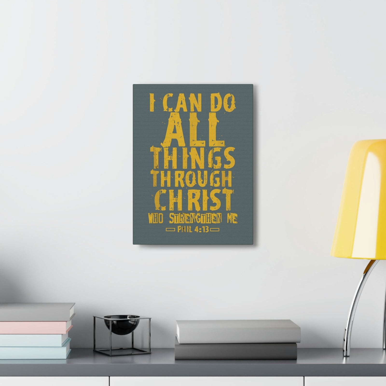 Scripture Walls I Can Do All Things Philippians 4:13 Yellow Bible Verse Canvas Christian Wall Art Ready To Hang Unframed-Express Your Love Gifts