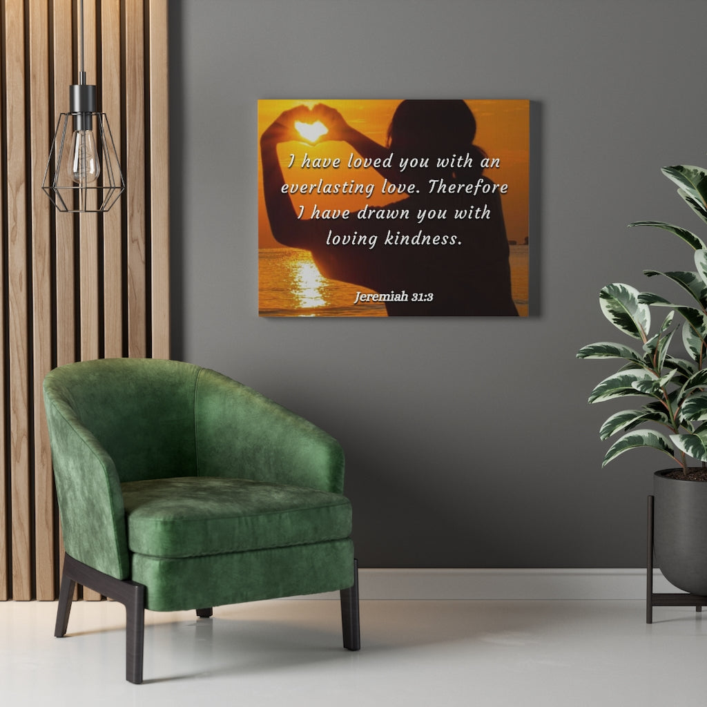 Scripture Walls I Have Loved You Jeremiah 31:3 Bible Verse Canvas Christian Wall Art Ready to Hang Unframed-Express Your Love Gifts