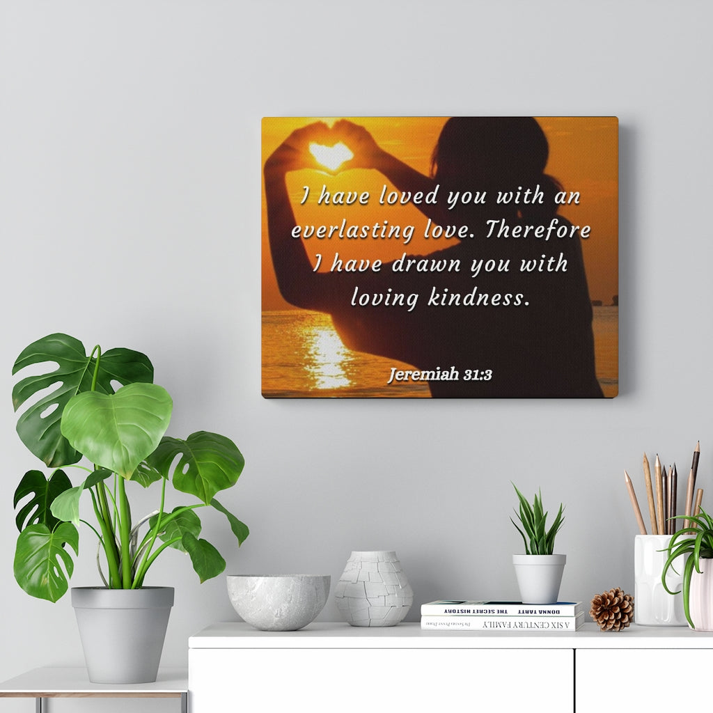 Scripture Walls I Have Loved You Jeremiah 31:3 Bible Verse Canvas Christian Wall Art Ready to Hang Unframed-Express Your Love Gifts