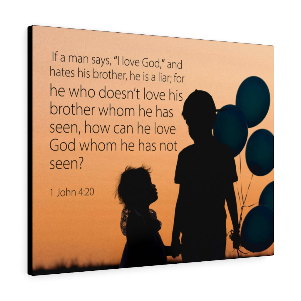 Scripture Walls I Love God 1 John 4:20 Bible Verse Canvas Christian Wall Art Ready to Hang Unframed-Express Your Love Gifts