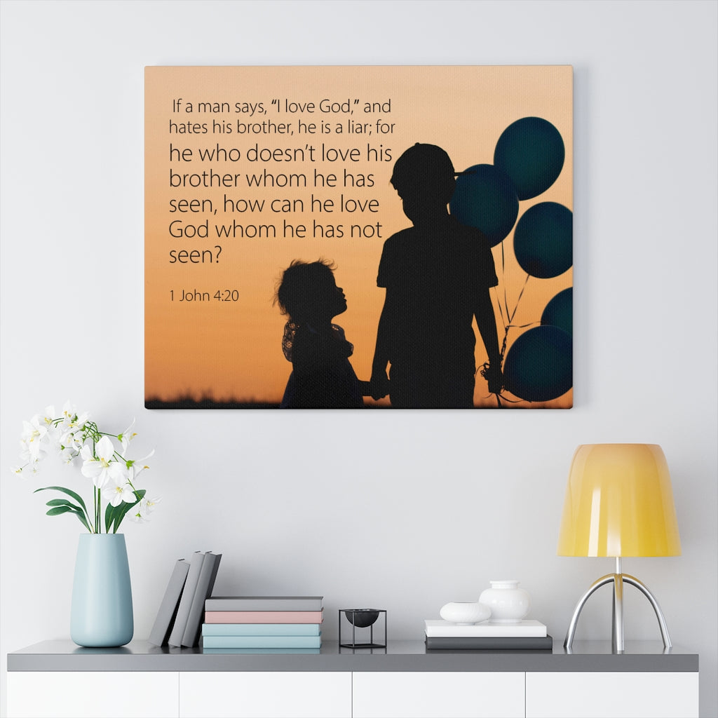 Scripture Walls I Love God 1 John 4:20 Bible Verse Canvas Christian Wall Art Ready to Hang Unframed-Express Your Love Gifts