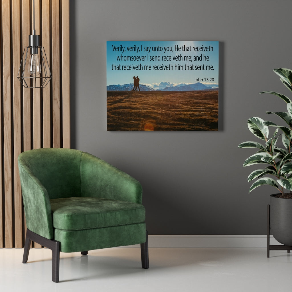 Scripture Walls I Say Unto You John 13:20 Bible Verse Canvas Christian Wall Art Ready to Hang Unframed-Express Your Love Gifts