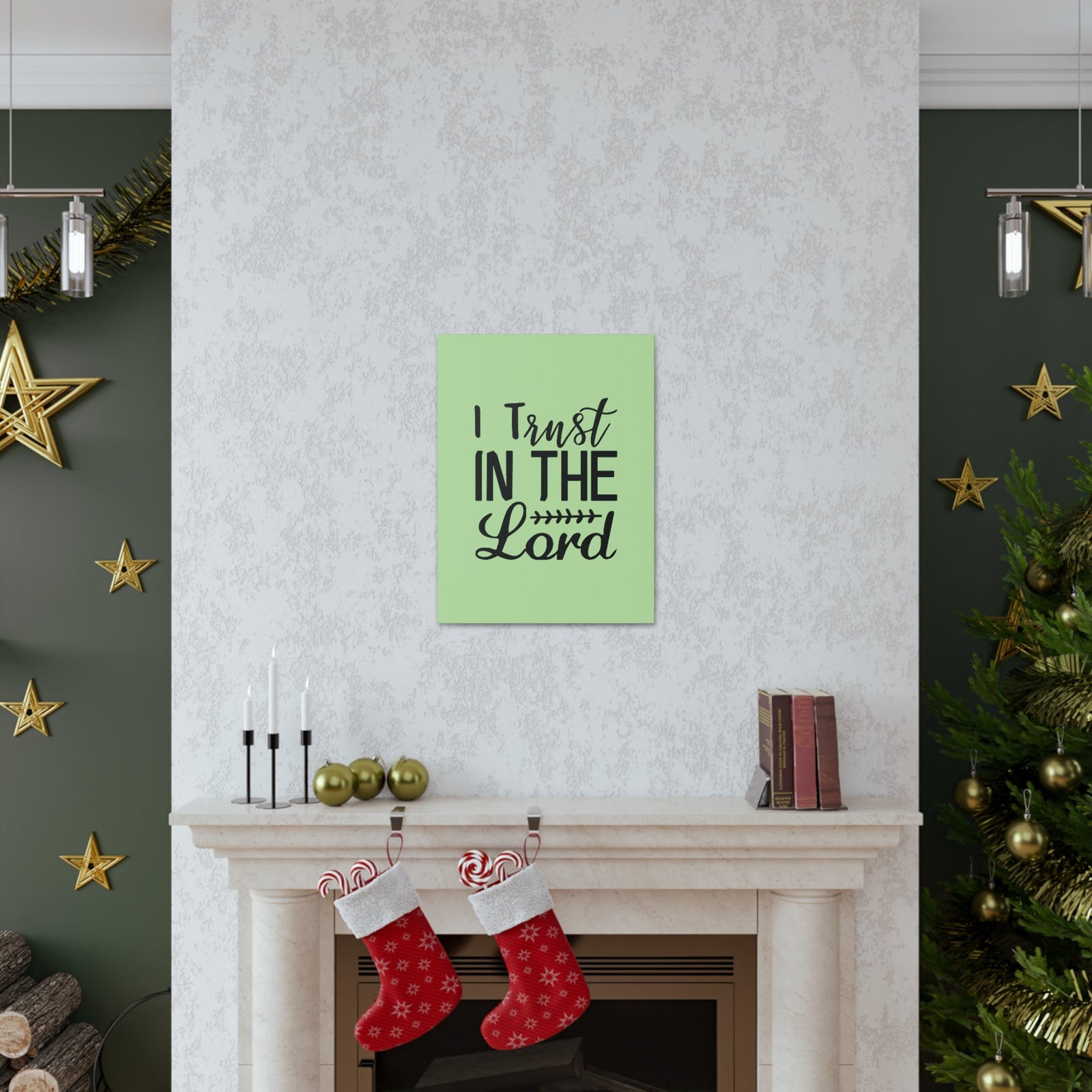 Scripture Walls I Trust In The Lord Leaf Green Proverbs 3:5 Bible Canvas Christian Wall Art Ready to Hang Unframed-Express Your Love Gifts
