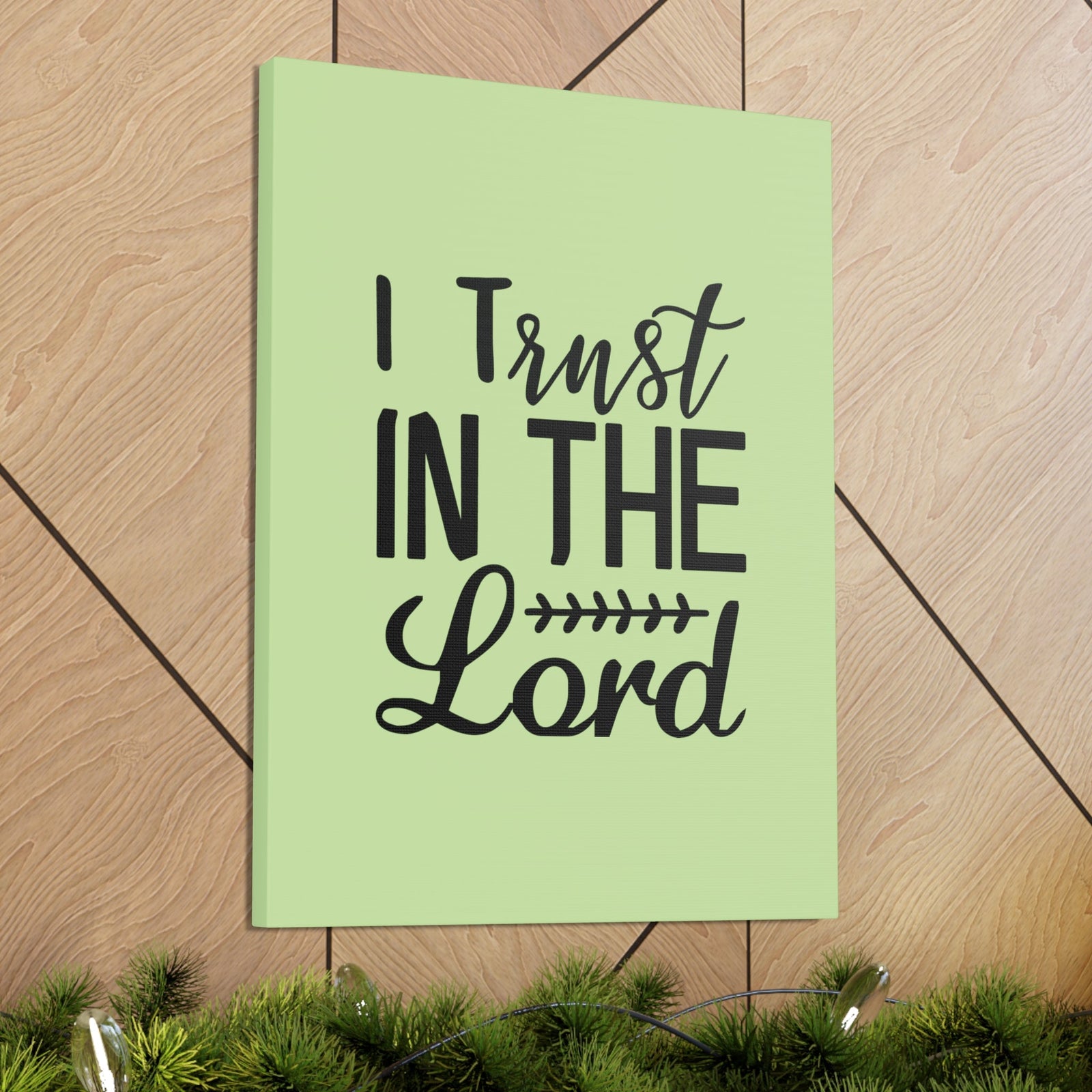 Scripture Walls I Trust In The Lord Leaf Green Proverbs 3:5 Bible Canvas Christian Wall Art Ready to Hang Unframed-Express Your Love Gifts