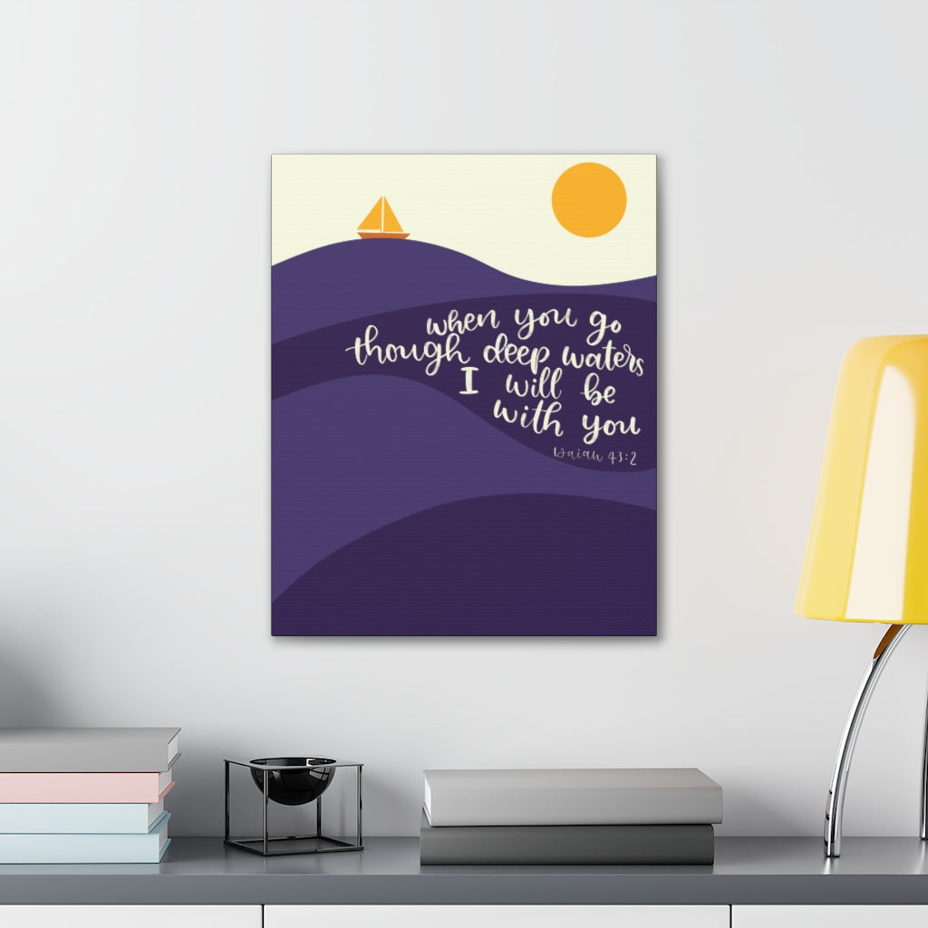 Scripture Walls I Will Be With You Sea Isaiah 43:2 Bible Verse Canvas Christian Wall Art Ready to Hang Unframed-Express Your Love Gifts