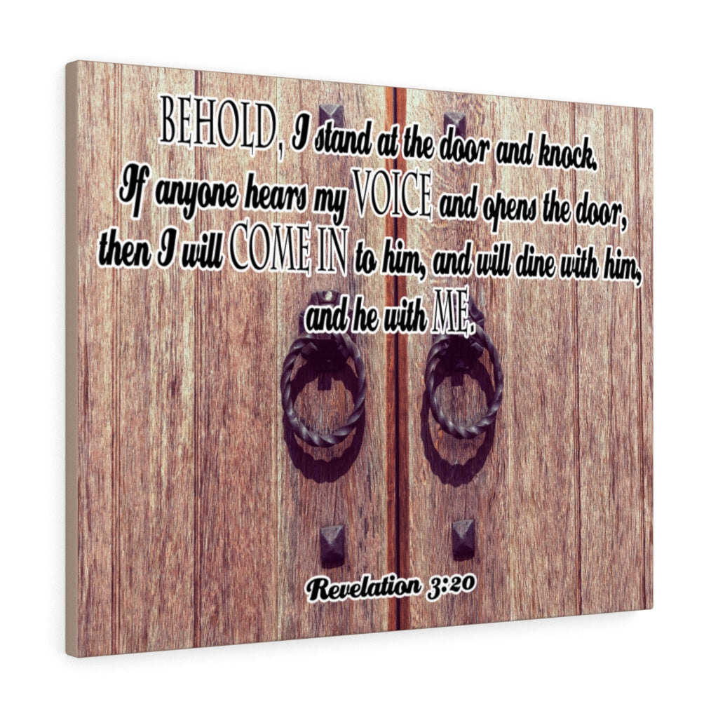 Scripture Walls I Will Come In Revelation 3:20 Bible Verse Canvas Christian Wall Art Ready to Hang Unframed-Express Your Love Gifts