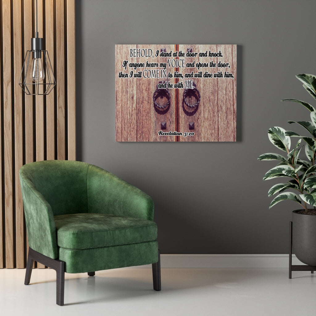 Scripture Walls I Will Come In Revelation 3:20 Bible Verse Canvas Christian Wall Art Ready to Hang Unframed-Express Your Love Gifts