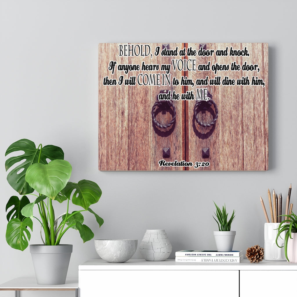 Scripture Walls I Will Come In Revelation 3:20 Bible Verse Canvas Christian Wall Art Ready to Hang Unframed-Express Your Love Gifts