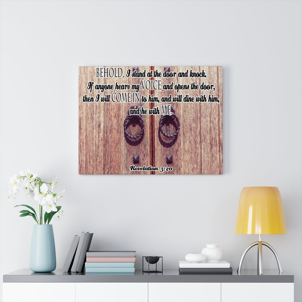 Scripture Walls I Will Come In Revelation 3:20 Bible Verse Canvas Christian Wall Art Ready to Hang Unframed-Express Your Love Gifts