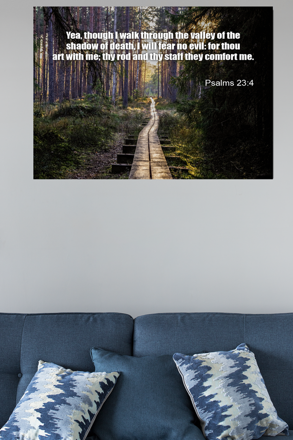 Scripture Walls I Will Fear No Evil Psalm 23:4 Bible Verse Canvas Christian Wall Art Ready to Hang Unframed-Express Your Love Gifts